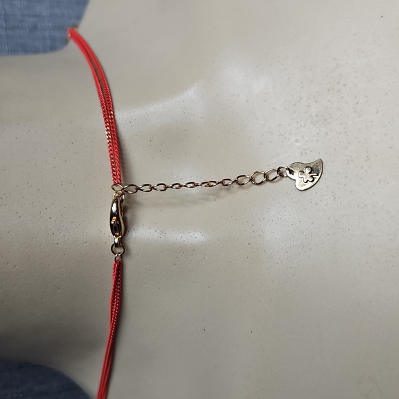 MULTI-STRAND RED NECKLACE WITH GOLD SHIMMER - Picture 6 of 7